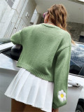 Floral Pattern Knit Sweater GZYF-1085