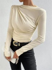Long Sleeve Ruched T Shirt GZYF-1007
