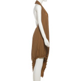 Irregular Ruched Backless Maxi Dress GZJQ-K25D82819