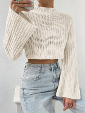 Flare Sleeve Solid Color Sweater GZYF-1020