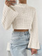 Flare Sleeve Solid Color Sweater GZYF-1020