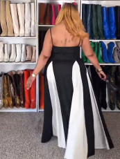 Plus Size Color Block Sling Maxi Dress WAF-77688