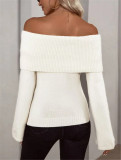 One Shoudler Solid Sweater GZYF-1016