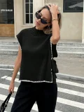 Sleeveless Contrast Color Tie Up Tops GZYF-1155