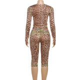 Letter Leopard Print Two Piece Pants Set GZJQ-K25S83878