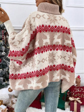 Christmas Reindeer Print Color-Block Sweater GZYF-1062