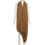 Irregular Ruched Backless Maxi Dress GZJQ-K25D82819
