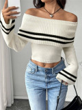 Flare Sleeve Knits Off Shoulder Sweater GZYF-1161