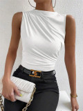 Ruched Sleeveless T Shirt GZYF-1057