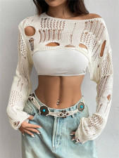 Hollow Out Knits Smock Sweater GZYF-1098