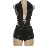 Halterneck Backless Tie Up Short Suit GZJQ-K25S84490
