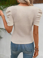 O Neck Bubble Sleeve T Shirt GZYF-1021