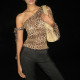 Leopard Print Slash Shoulder Tops GZJQ-K25L83808