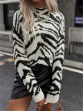 Zebra-print Knit Sweater GZYF-1027