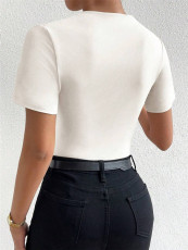 Short Sleeve Ruched Bodysuit GZYF-1022