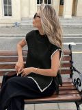 Sleeveless Contrast Color Tie Up Tops GZYF-1155