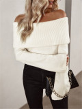 One Shoudler Solid Sweater GZYF-1016