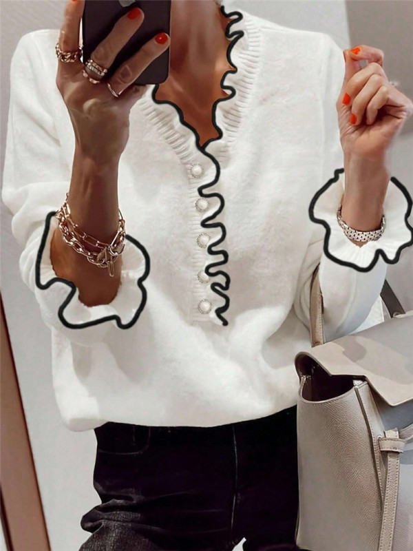 Pearl Button Sweater Pullover GZYF-1113