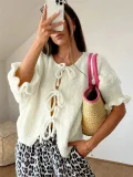 Solid Color Tie Up Sweater GZYF-1003