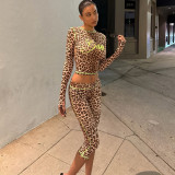 Letter Leopard Print Two Piece Pants Set GZJQ-K25S83878