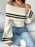 Flare Sleeve Knits Off Shoulder Sweater GZYF-1161