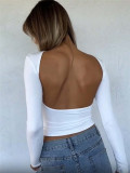 Long Sleeve Backless Tops GZYF-1133