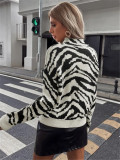 Zebra-print Knit Sweater GZYF-1027