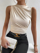 Ruched Sleeveless T Shirt GZYF-1057