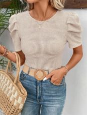 O Neck Bubble Sleeve T Shirt GZYF-1021