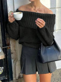 One Shoulder Lantern Sleeve Sweater GZYF-1171