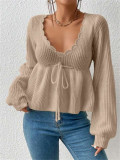 Tie Up Ruffles Knits Sweater GZYF-1058