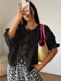 Solid Color Tie Up Sweater GZYF-1003