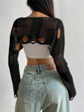 Hollow Out Knits Smock Sweater GZYF-1098
