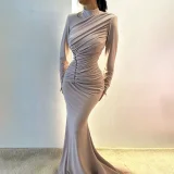 Solid Color Ruched Maxi Dress XEF-K25D81894