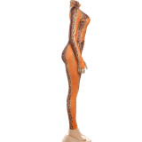 Snake Print Hollow Out Jumpsuit GZJQ-K25Q84265