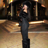Fur Patchwork Skinny Jumpsuit GZJQ-K25Q83893