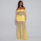Lace Patchwork Ruched Maxi Dress GZIY-6298