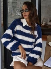 Stripe Contrast Color Knits Sweater GZYF-1176