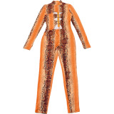 Snake Print Hollow Out Jumpsuit GZJQ-K25Q84265