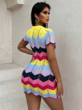 Contrast Color Knits Sweater Dress GZYF-1050