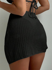 Knits Hollow Out Drawstring Skirt GZYF-1116