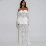 Lace Patchwork Ruched Maxi Dress GZIY-6298
