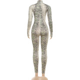 Snake Print Hollow Out Jumpsuit GZJQ-K25Q84265