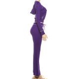 Solid Color Hooded Two Piece Pants Set GZJQ-K25S83732