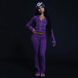 Solid Color Hooded Two Piece Pants Set GZJQ-K25S83732