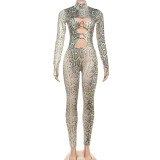 Snake Print Hollow Out Jumpsuit GZJQ-K25Q84265