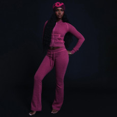 Solid Color Hooded Two Piece Pants Set GZJQ-K25S83732