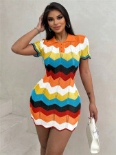 Contrast Color Knits Sweater Dress GZYF-1050