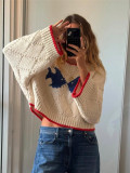 Retro Color-Block Knit Oversized Sweater GZYF-1201