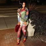 Print Long Sleeve Tight Jumpsuit GZJQ-K25Q84127